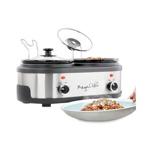Megachef Dual 1.5Qt Crock Buffet Slow Cooker, Grey